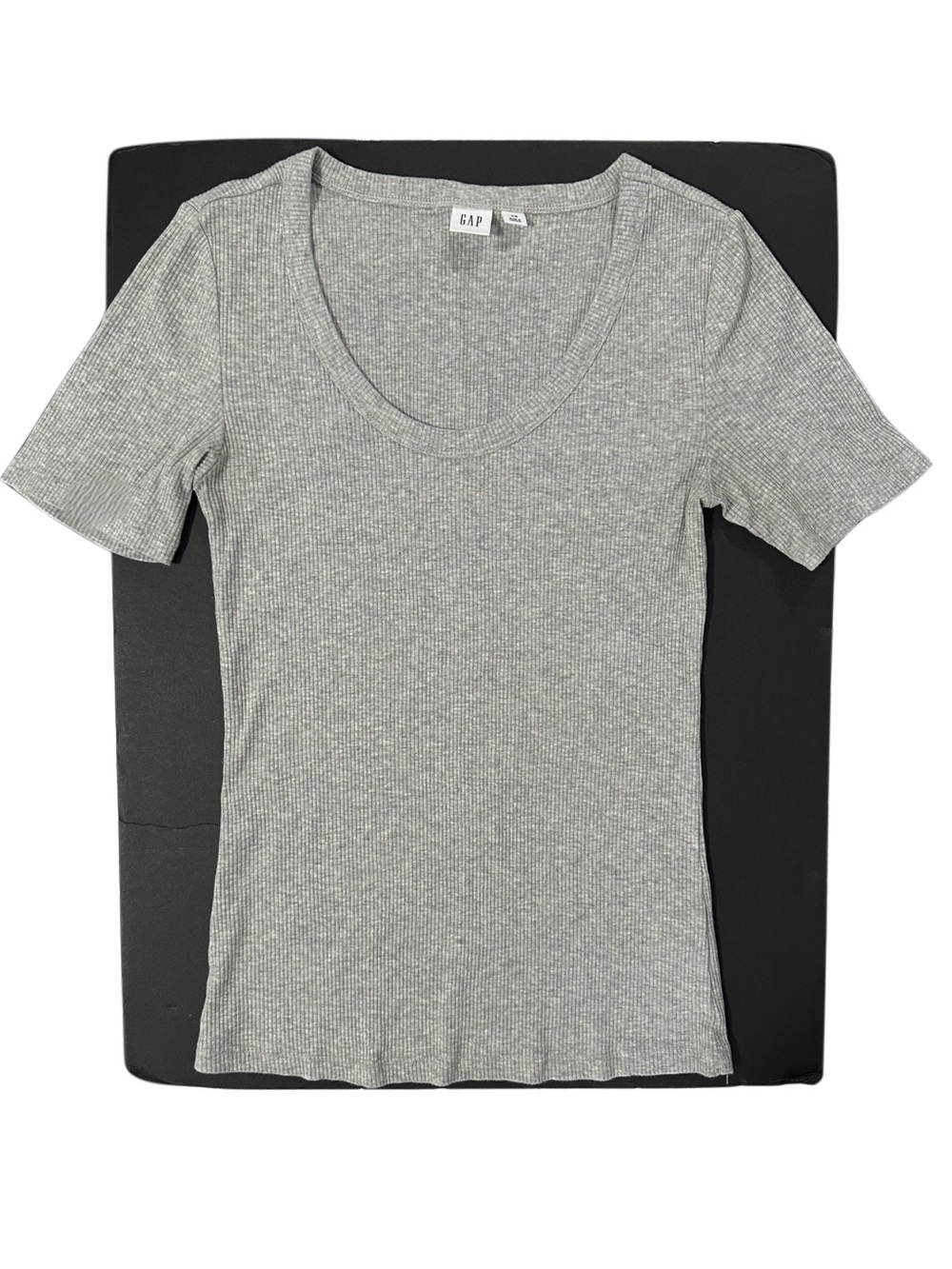 GAP Ribbed Scoop Neck Tee Gray Stretch Short Sleeve Top XS